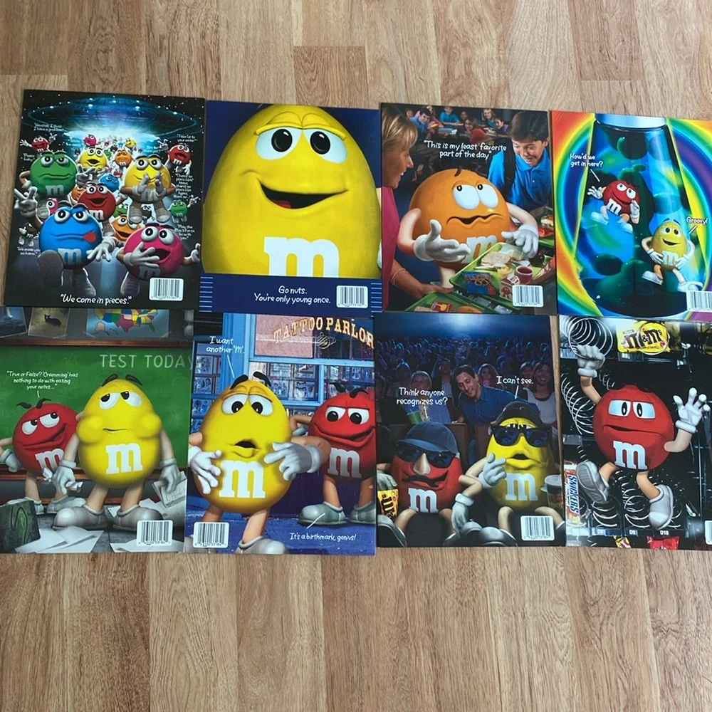 Set of 8 vintage Mead M&Ms folders VGUC